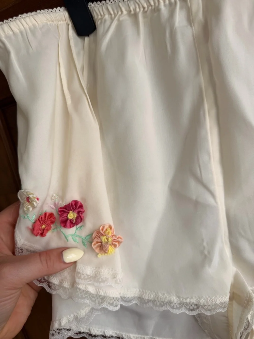 Anthropologie LyreBird Rosette Embellished Silky Dolphin Shorts 🌸